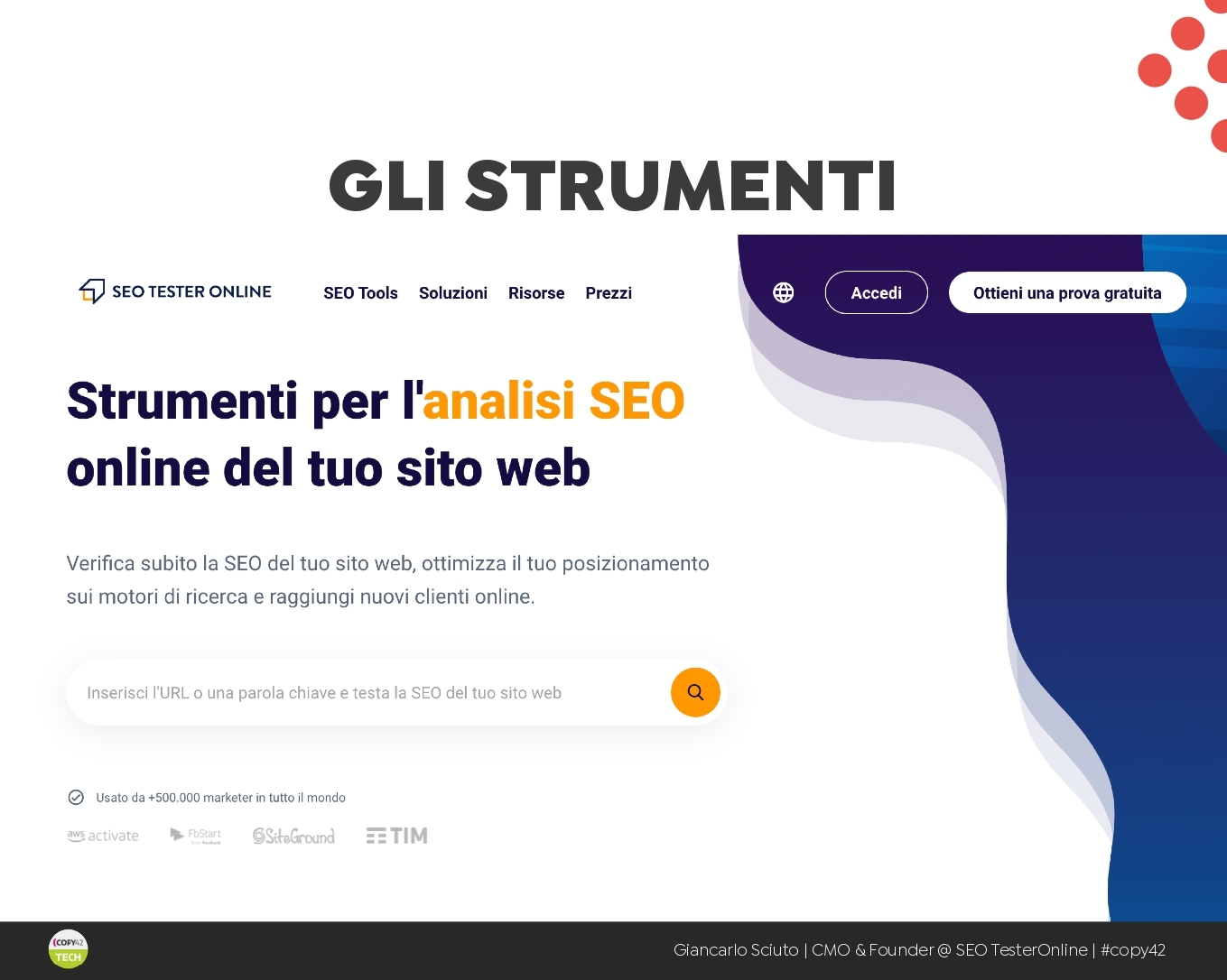 Giancarlo Sciuto slide lezione SEO suite Copy42 Academy