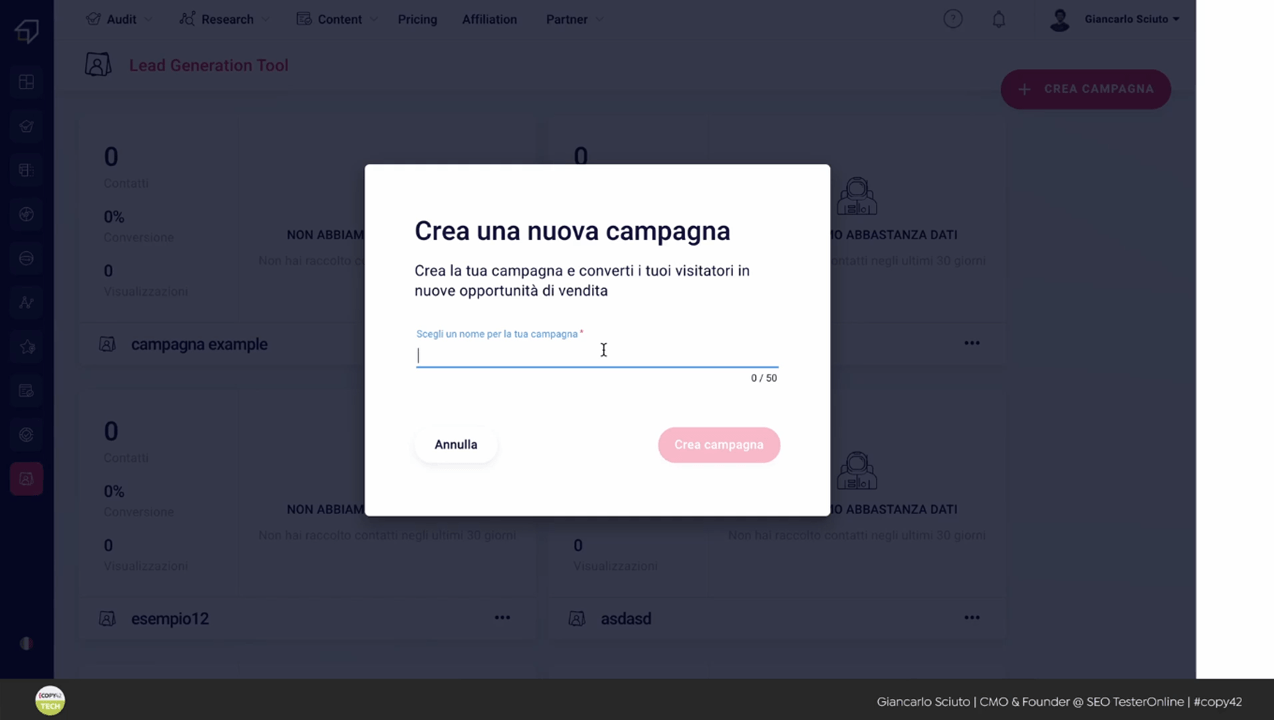 Giancarlo Sciuto slide lezione SEO suite Copy42 Academy