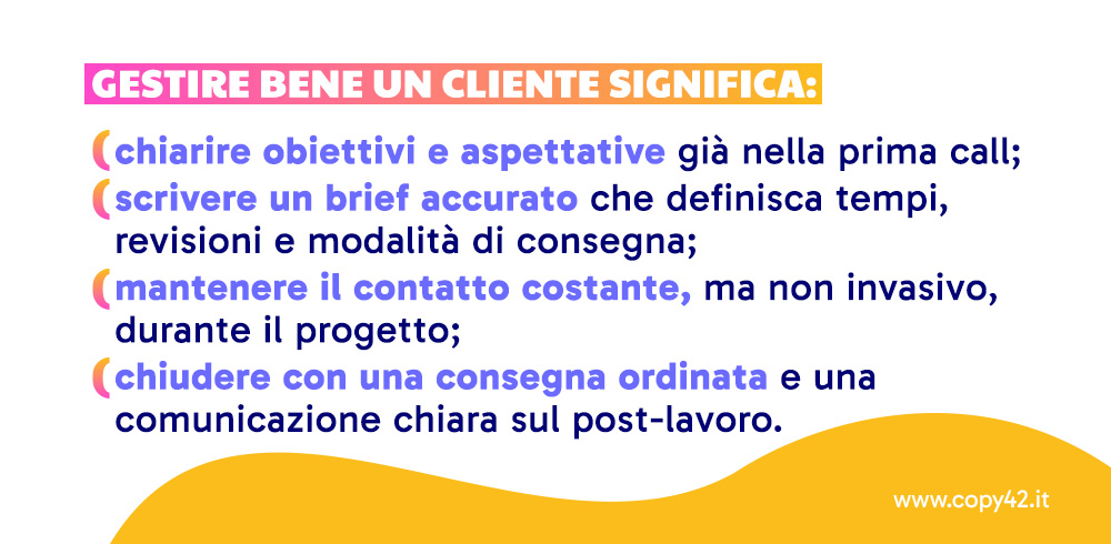 copywriter come gestire un cliente